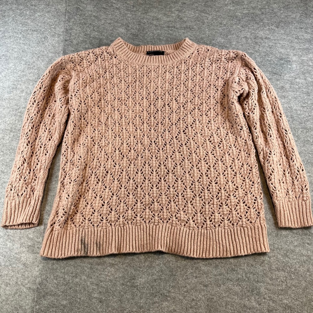 Lane Bryant Womens‎ Pointelle Knit Sweater Pink Cottagecore 18/20 Crew Neck